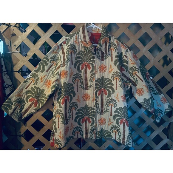 LIFESTYLE Plus 90's Y2K Woman Reversible Tapestry Palm Tree's Jacket 2X - Picture 3 of 13